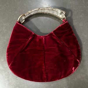 YSL Yves Saint Laurent Wine Velvet Mombasa Handbag *rare Tom Ford design